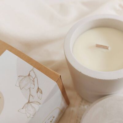 Vela de cera de soja en tarro cemento ylang-ylang jazmín