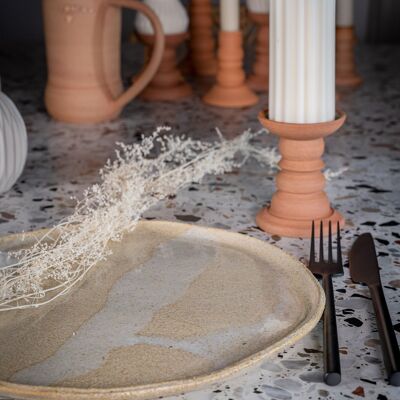 Assiette plate en grès chamotté - Sable