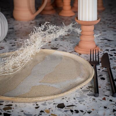 Chamotte sandstone dinner plate - Sand