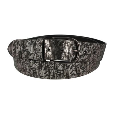 Ceinture femme cuir Splendido noir-argent élégant large