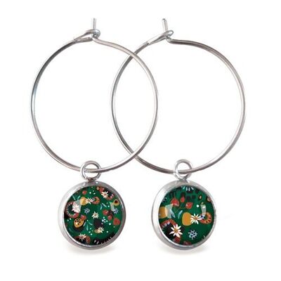 Pendientes aros de acero inoxidable quirúrgico plateado - Edelweiss