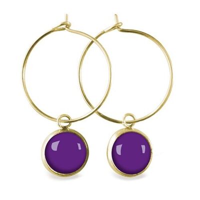 Pendientes aros de acero quirúrgico dorado - Flash Violet