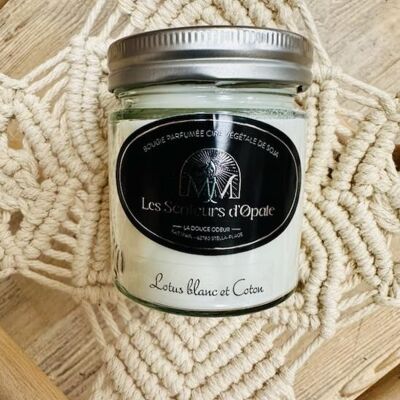 WHITE LOTUS AND COTTON scented candle Soy vegetable wax 150gr