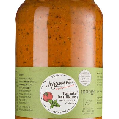 Organic tomato-basil spread with cashew and peanuts, 1000g