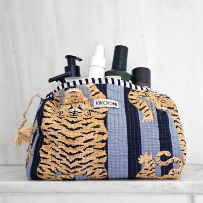 sac cosmétique fait main « Poppy Tiger » noir