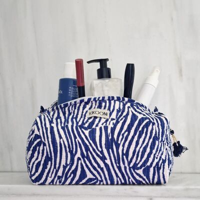 borsa cosmetica fatta a mano "zebra blu"