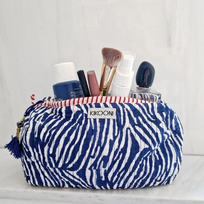 borsa cosmetica fatta a mano "zebra blu"