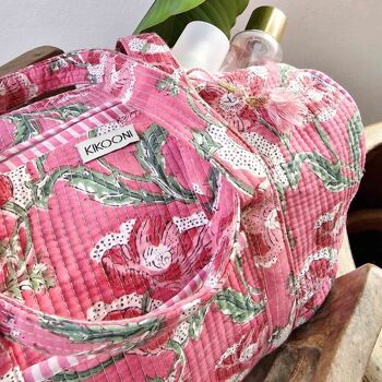 Grand sac en coton fait main « Rose fleuri » 2