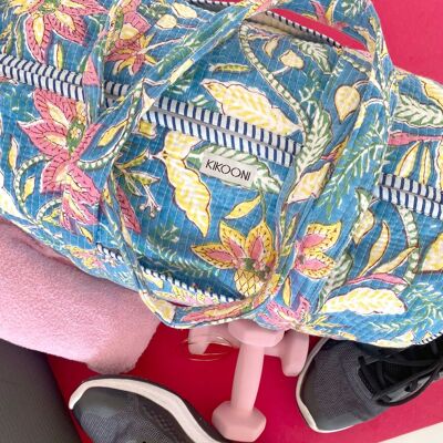 Grand sac en coton fait main "fleurs exotiques"