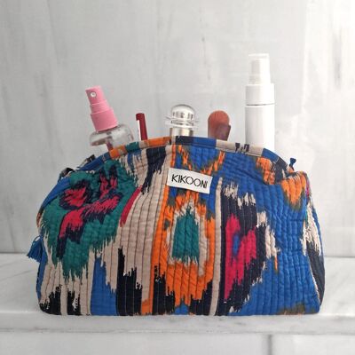 sac cosmétique fait main "Ikat bleu"