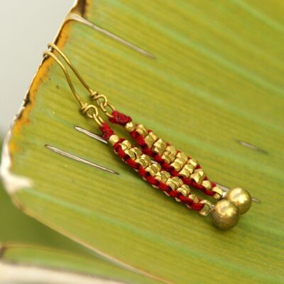 Dokra earrings "Short Strands" red