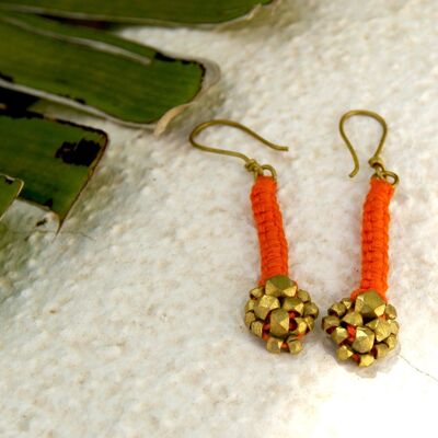 Boucles d'oreilles Dokra "armure orange"