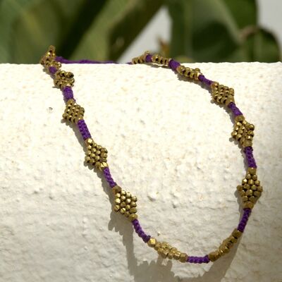 Dokra necklace "purple flower"
