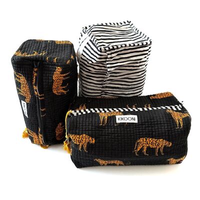 bolsa de cosméticos hecha a mano "Leopardo Negro"