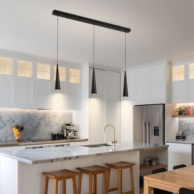 Mavea Lámpara Colgante LED Regulable Negra: 3 Lámparas Elegancia Ahorro Energético Interiores Modernos