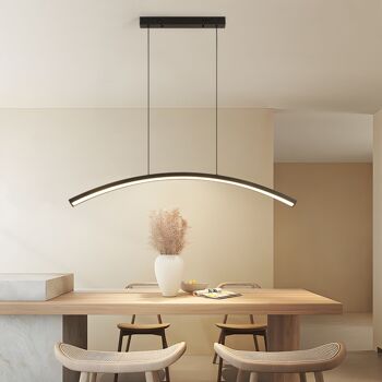 Suspension LED Keula Noire : lampe plafond demi-arc élégante 1