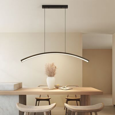 Suspension LED Keula Noire : lampe plafond demi-arc élégante