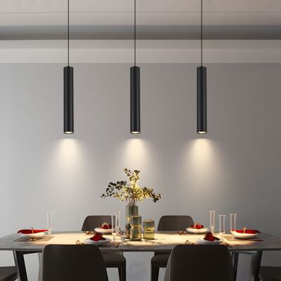 Lámpara colgante Faklana negra: colgante de diseño moderno e iluminación LED económica