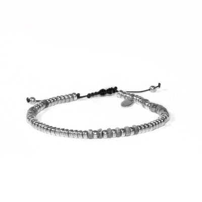 Macramé Jaspe Picasso heishi argent sterling