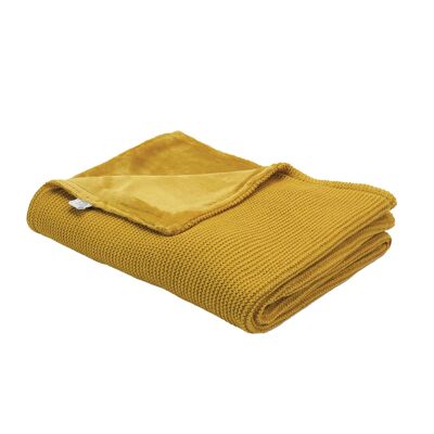 Ocher flannel knit blanket
