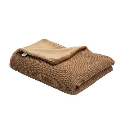 Camel knit/flannel blanket
