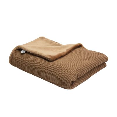 Coperta in maglia/flanella color cammello