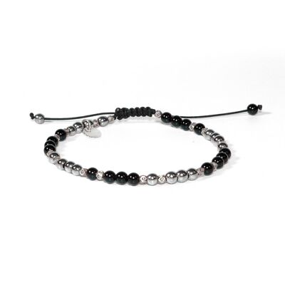 Macramé combo hematite onyx and sterling silver