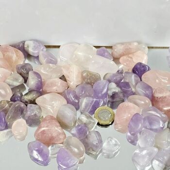 Améthyste et cristal de quartz rose Tumblestones grand lot 3