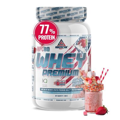 AS American Supplement | Premium Whey Protein 900 g | Strawberry | Whey Protein | Increase Muscle Mass | High Concentration of Pure WPC80 Protein |Contains Kyowa Quality® L-Glutamine