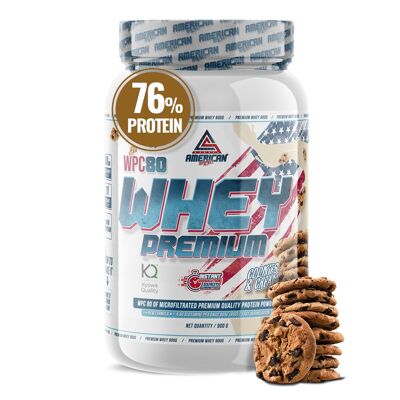 AS American Supplement | Premium Molkenprotein 900 g | Kekse | Molkenprotein | Muskelmasse steigern | Hohe Konzentration an reinem WPC80-Protein | Enthält Kyowa Quality® L-Glutamin