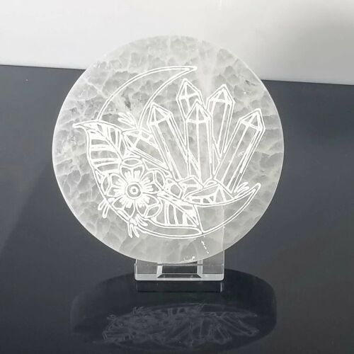 Etched Selenite Crystal Plate - Etched Crystal circ