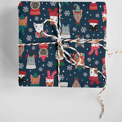 Papier d’emballage de Noël pour chats | Feuilles d'emballage cadeau des Fêtes