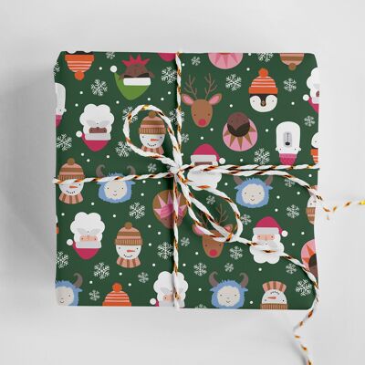 Weihnachts-Geschenkpapier mit Charakteren | Weihnachtsgeschenkverpackung