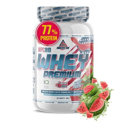 AS American Supplement | Premium Molkenprotein 900 g | Wassermelone | Molkenprotein | Muskelmasse steigern | Hohe Konzentration an reinem WPC80-Protein | Enthält Kyowa Quality® L-Glutamin