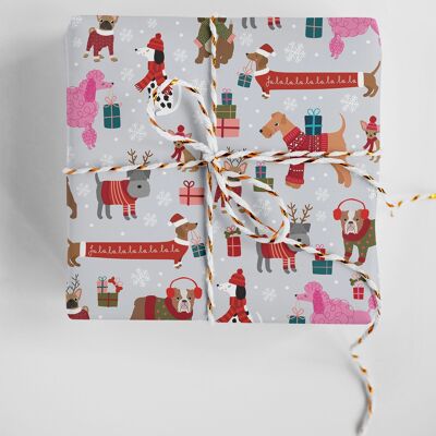 Dogs Christmas Wrapping Paper | Holiday Gift Wrap Sheets