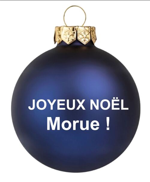 Boule de noël Joyeux Noël Morue Bleu mat