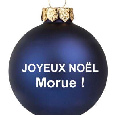 Boule de noël Joyeux Noël Morue Bleu mat