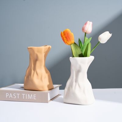 Pleated Cloth Shape Ceramic Vase