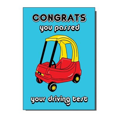 Biglietto d'auguri per congratulazioni per aver superato l'esame di guida con macchinina giocattolo