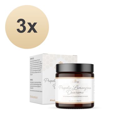 Advantage set: 3x propolis deodorant cream / solid deodorant with lemongrass - 30ml in a set of 3