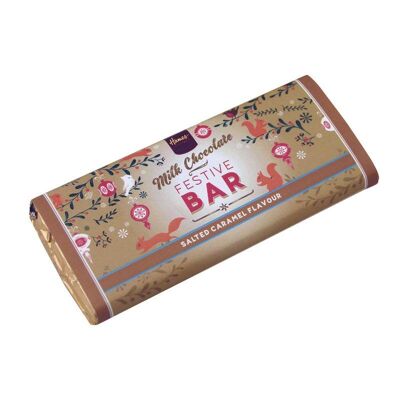 Barre de chocolat au lait au caramel salé festive.