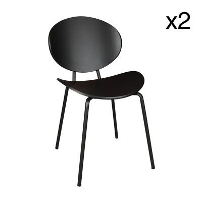 SET OF 2 WOOD AND BLACK METAL CHAIRS 49X57.5X85.5CM GASPARD