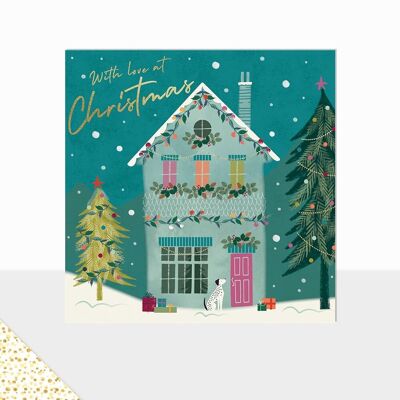 Pays des Merveilles - Carte de Noël de Luxe - Avec Amour à Noël - Maison