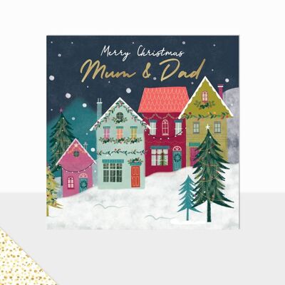 Pays des Merveilles - Carte de Noël de Luxe - Avec Amour à Noël - Maman et Papa