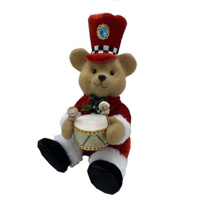 Decorative drum musician bear 22x20 H32cm