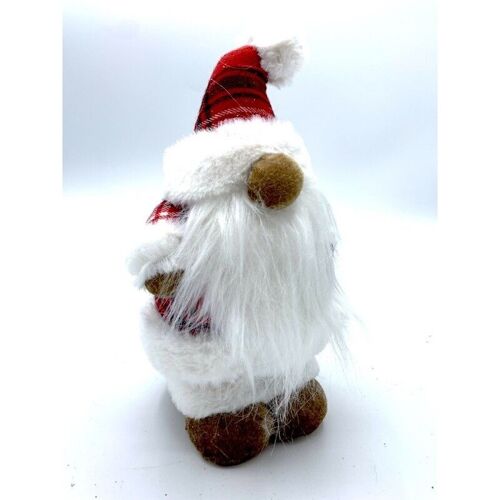 Père Noel écossais Figurine H24cm Rouge et Blanc