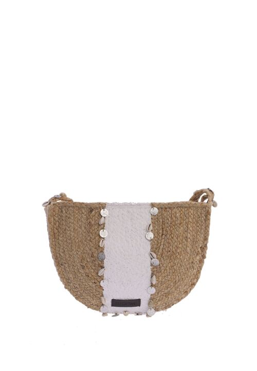 Bolso bandolera para mujer FOR TIME Vina de yute natural con cremallera