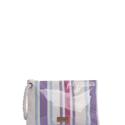 Bolso de mano para mujer FOR TIME Salé de lona rayada plastificada