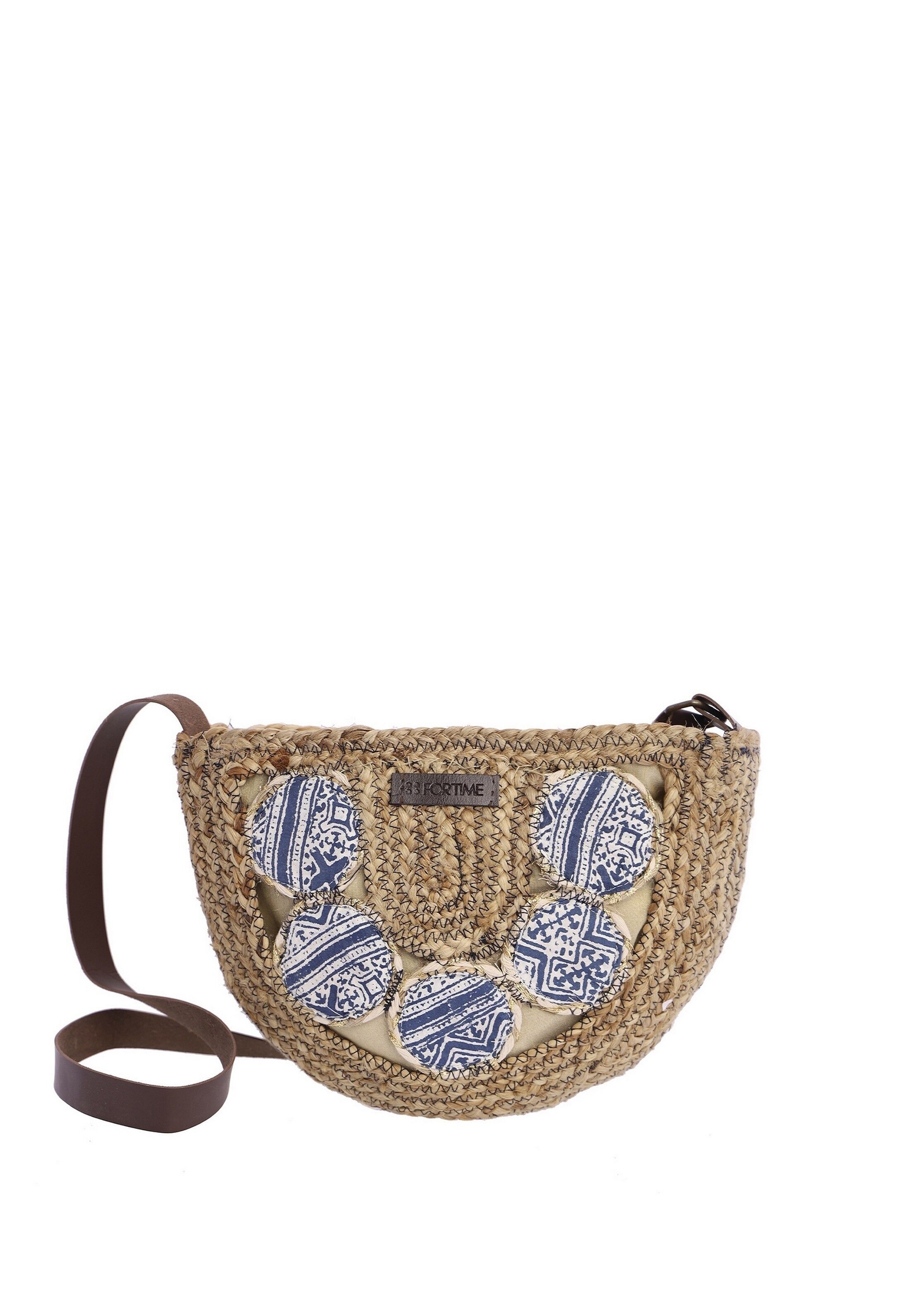 FOR TIME Borsa a tracolla da donna in iuta Tan-Tan