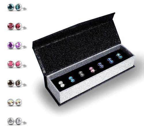 Boucles d'oreilles Coffret 7 Days Moon Laiton de haute qualité Plaqué Rhodium I MYC-Paris.com